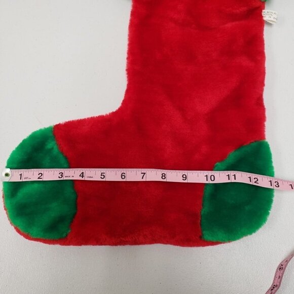 Black White Kitty Cat Christmas Holiday Stocking Felt Eyes Red Hat Plush - Picture 8 of 10